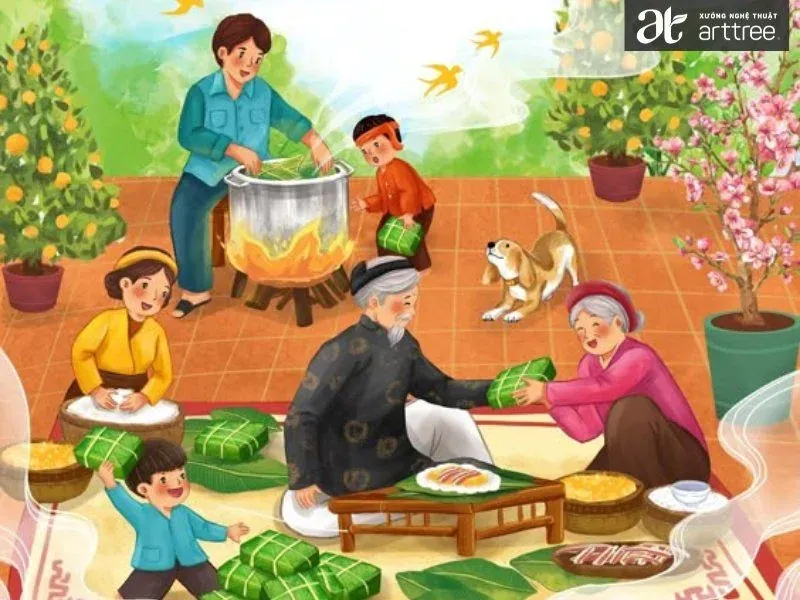 Tuyển tập 100+ ảnh vẽ tranh ngày tết đẹp nhất